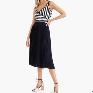 Jcrew pleated midi skirt in navy